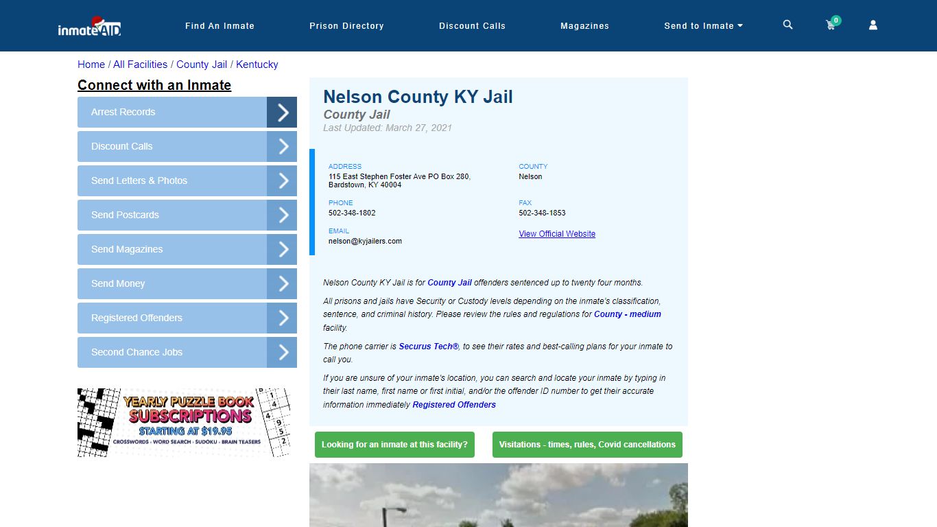 Nelson County KY Jail - Inmate Locator - Bardstown, KY