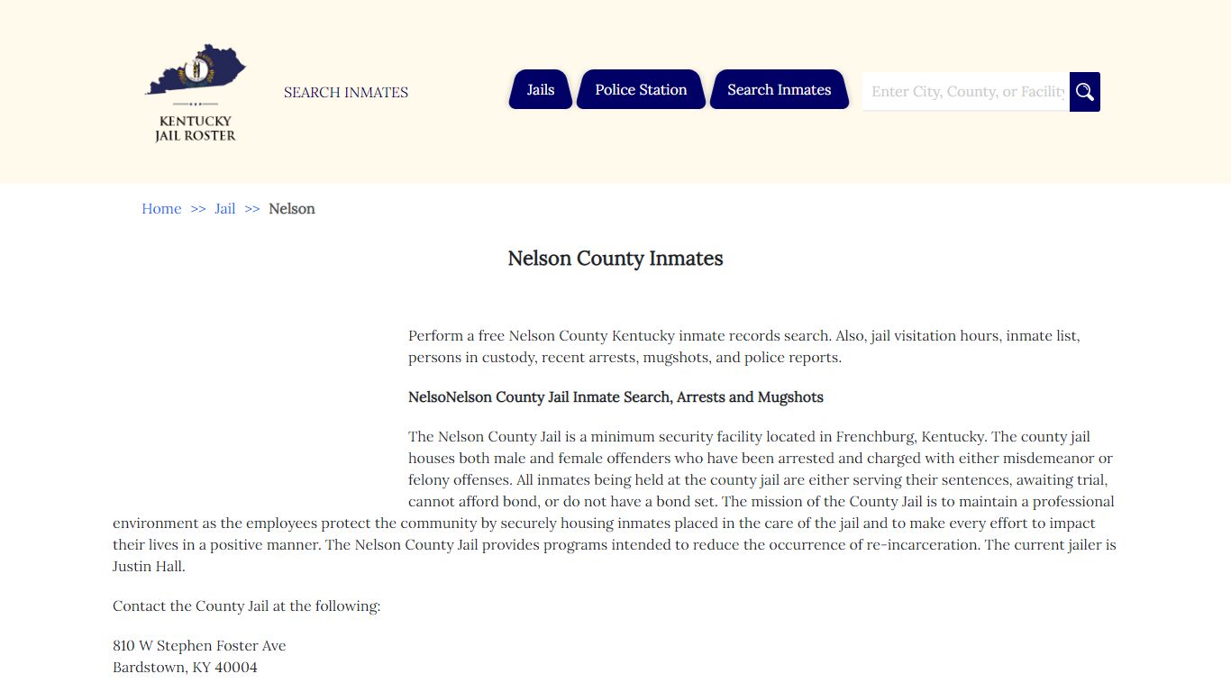 Nelson County Inmates | Jail Roster Search
